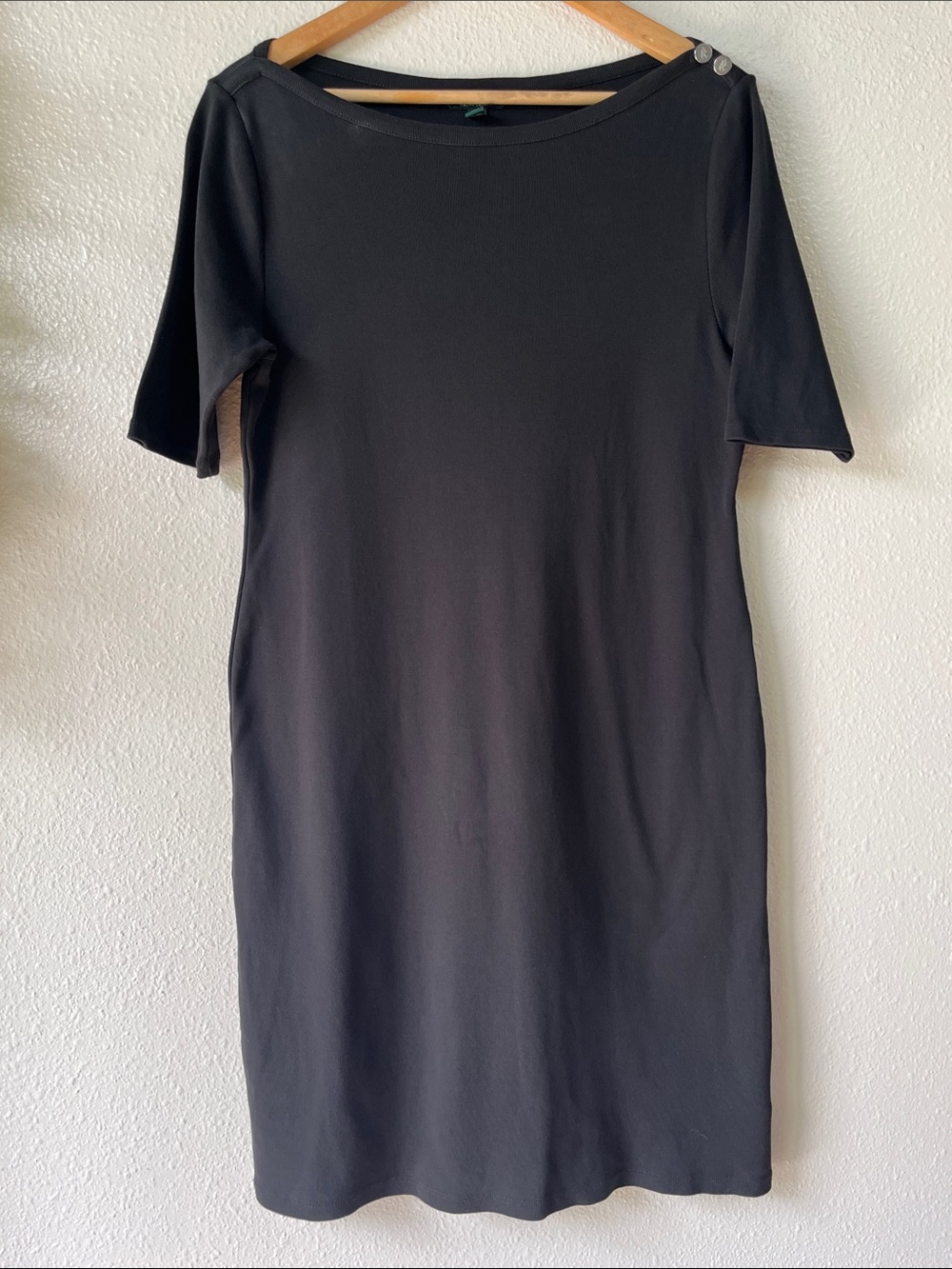 Lauren Ralph Lauren 100% Cotton Black Midi Dress XL